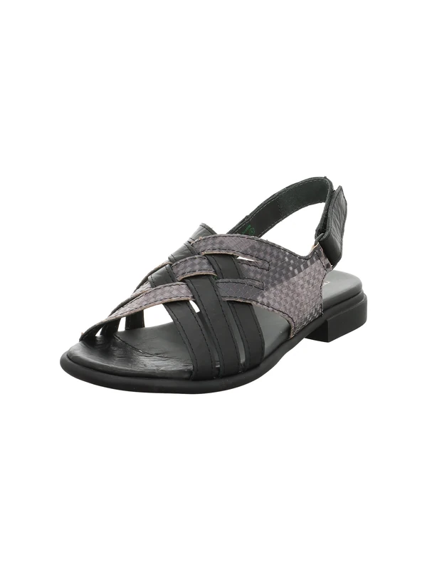 Think! Damen KAMAA chromfrei gegerbte nachhaltige Sandale, SCHWARZ/KOMBI 9000