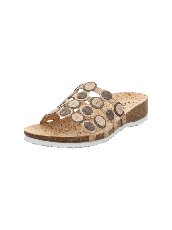 Think! Damen Julia chromfrei gegerbte nachhaltige Pantolette, Linen/Kombi 4010