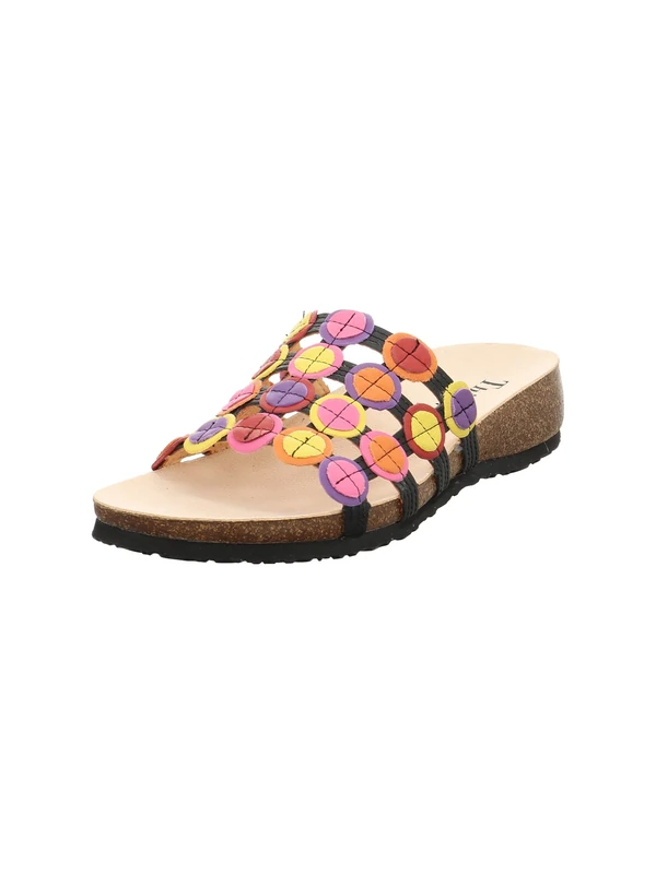 Think! Damen Julia chromfrei gegerbte nachhaltige Pantolette, Schwarz/Kombi 0020