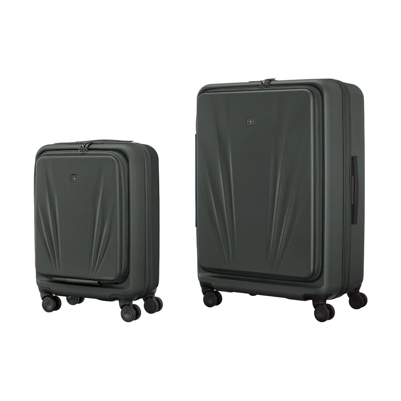 WENGER Skyon 2-Piece Suitcase Set, Carry-On Luggage + Large Travel Case, Hard-Shell, Trolley, Laptop and Tablet Compartment, Security Lock, Anthracite, 653570