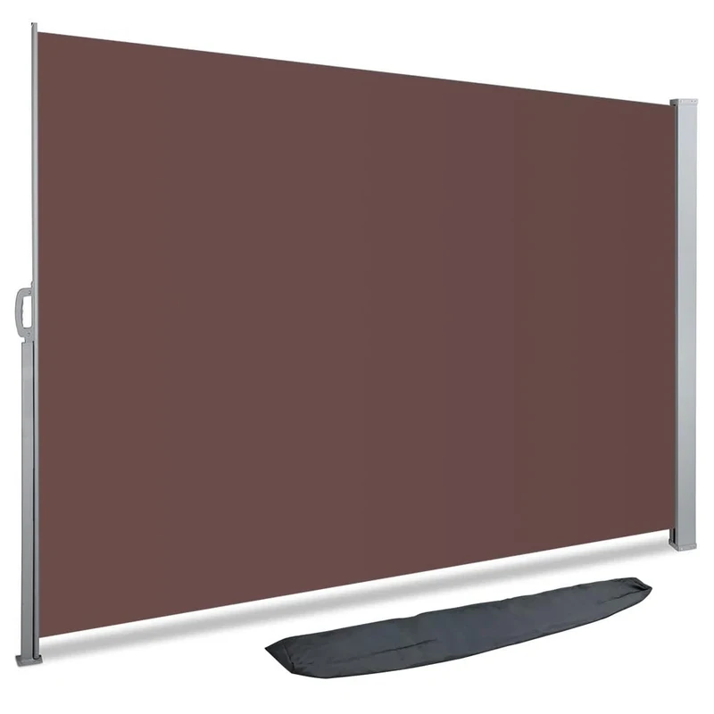 VOUNOT Retractable Side Awning, Outdoor Privacy Protection Screen for Garden, Balcony, Terrace, 160 x 300 cm, Dark Brown