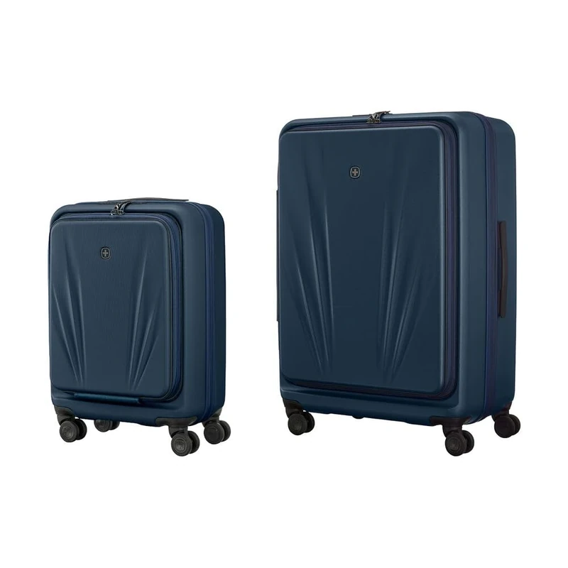 WENGER Skyon 2-Piece Suitcase Set, Carry-On Luggage + Large Travel Case, Hard-Shell, Trolley, Laptop and Tablet Compartment, Security Lock, Blue, 653571 - Image 1