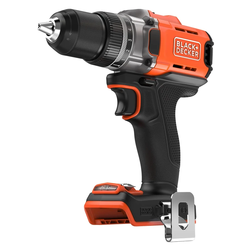 BLACK+DECKER 18V Cordless Drill Driver, 45Nm Max Torque, 2 Gear Settings, Keyless Chuck & LED Light, BCD382XN-XJ