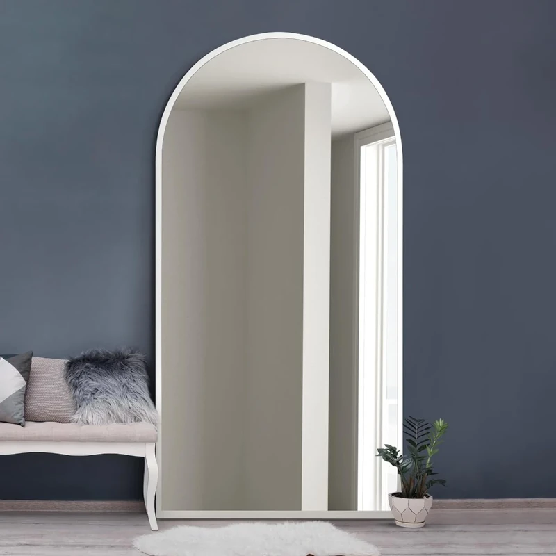 The Arcus - White Framed Arched Leaner/Wall Mirror 71" X 35" (180CM X 90CM)