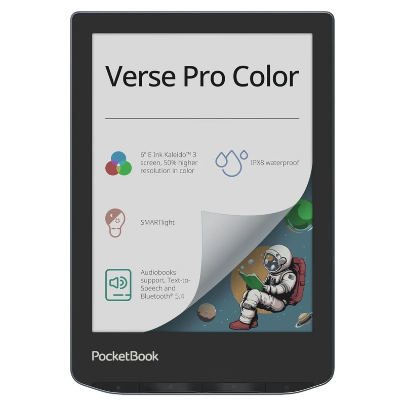 PocketBook Verse Pro Colour - 6" Colour E Ink Kaleido™ 3 E-Book Reader - SMARTlight - Text-to-Speech - Bluetooth - IPX8 Waterproof - Compact & Glare-Free - Stormy Sea