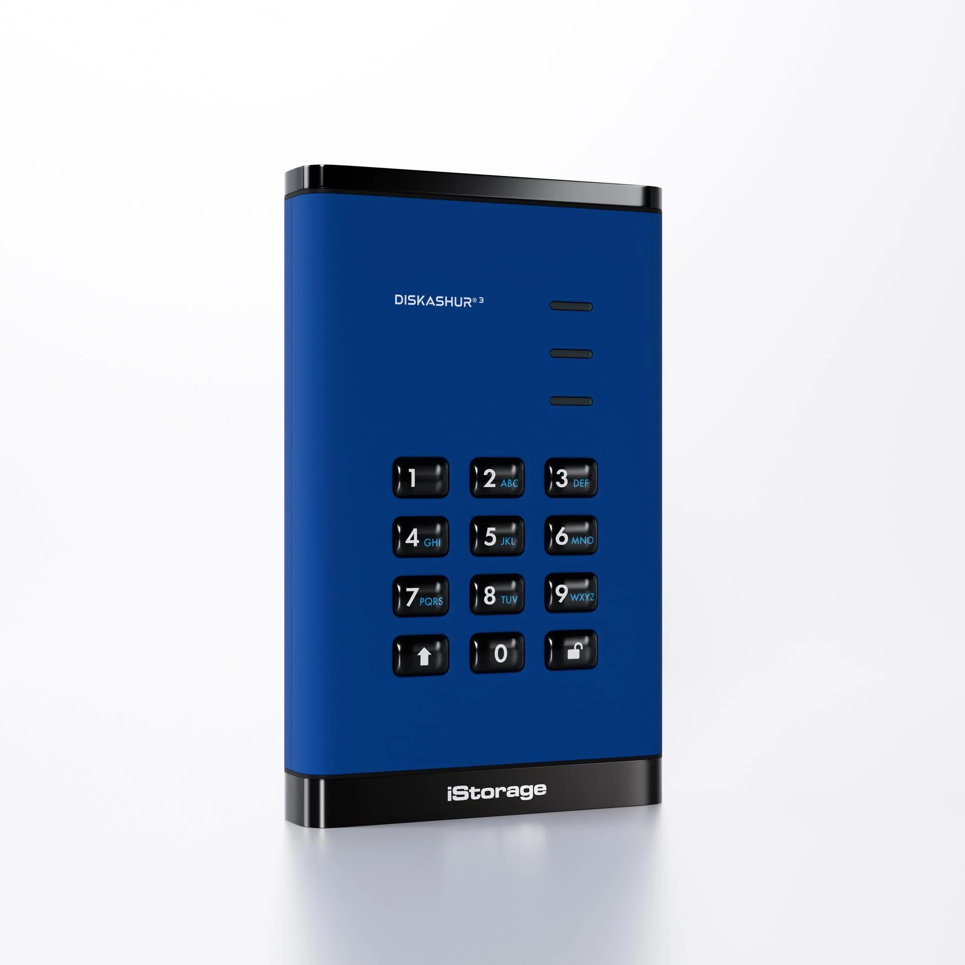 iStorage diskAshur3 SSD 512GB Blue - Secure portable solid state drive - Password protected - Dust & water resistant - Hardware Encryption