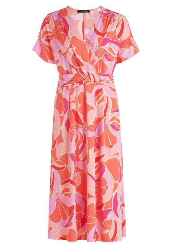 Betty Barclay Women's Jersey Dress with Overcut Sleeves, Red/Rose, 18