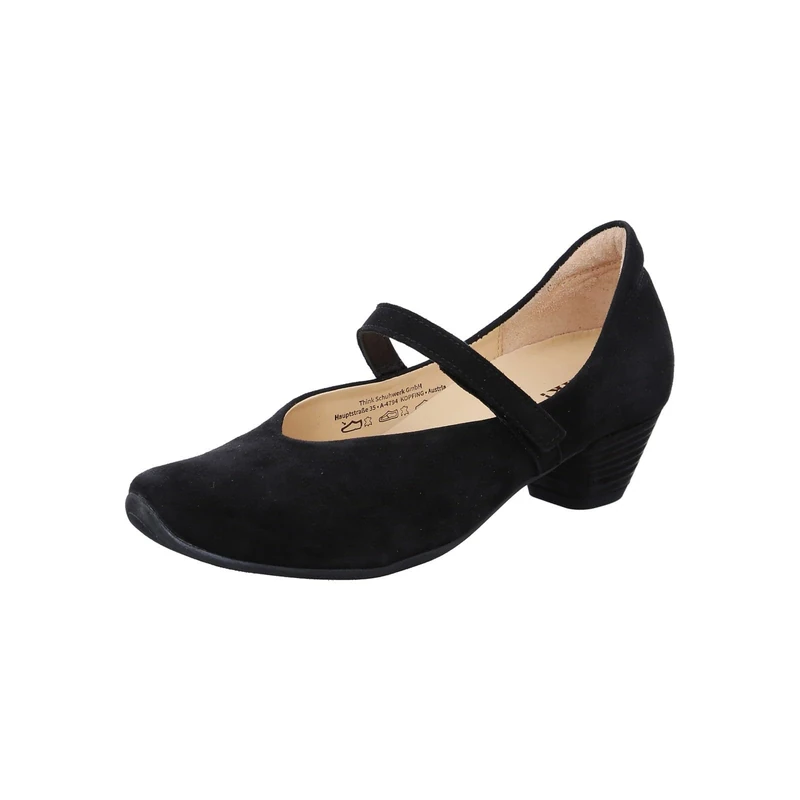 Think! Damen AIDA chromfrei gegerbte nachhaltige Halbschuhe, Schwarz 0000