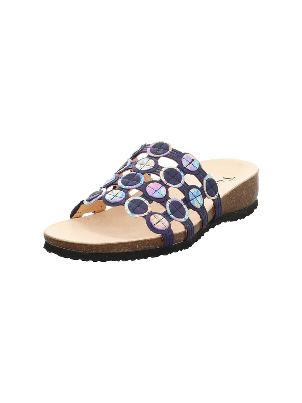 Think! Damen Julia chromfrei gegerbte nachhaltige Pantolette, Indigo/Kombi 8020