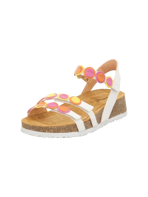 Think! Damen KOAK chromfrei gegerbte nachhaltige Sandale, BIANCO/KOMBI 1010