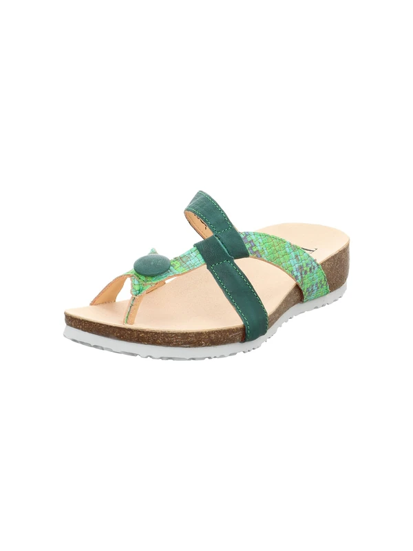 Think! Damen JULIA chromfrei gegerbte nachhaltige Pantolette, GREEN/KOMBI 9240