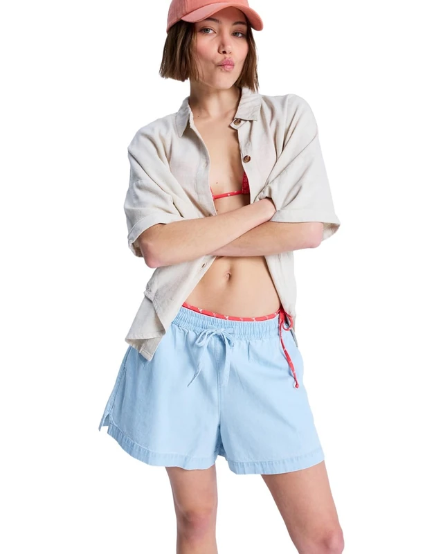 Roxy Denim Short Elastic Waist LEKEITIO Break MID Denim Young Womens Blue M