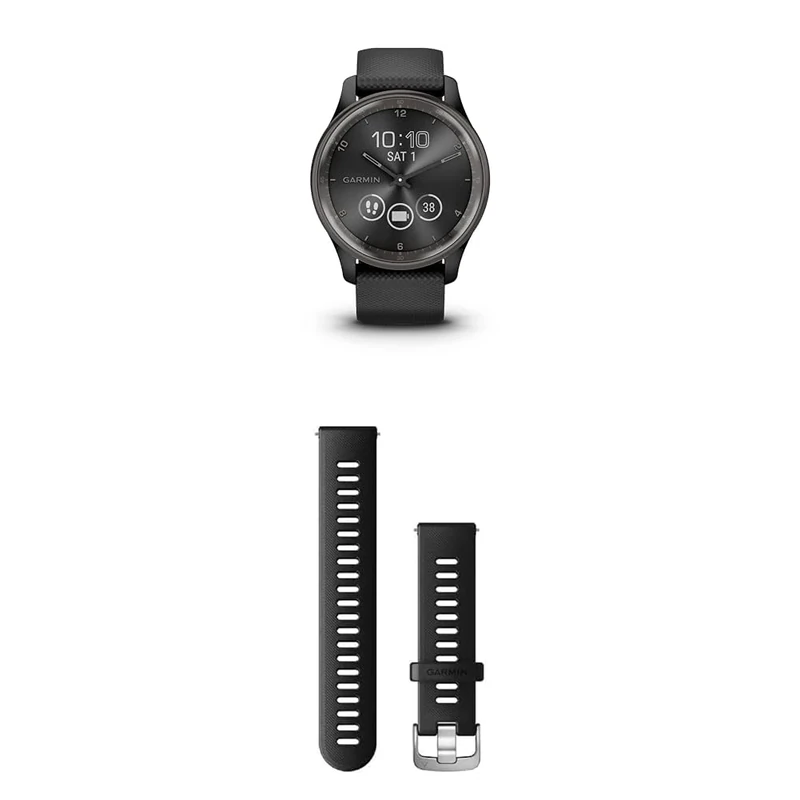 Garmin vívomove Trend, Stylish Hybrid Smartwatch with up to 5 days battery life, Black & Quick Release Band (20 mm) - Black