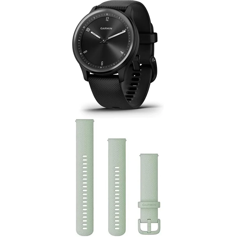 Garmin vívomove Sport, Hybrid Smartwatch with up to 5 days battery life, Black & Quick Release Band (20 mm) - Mint
