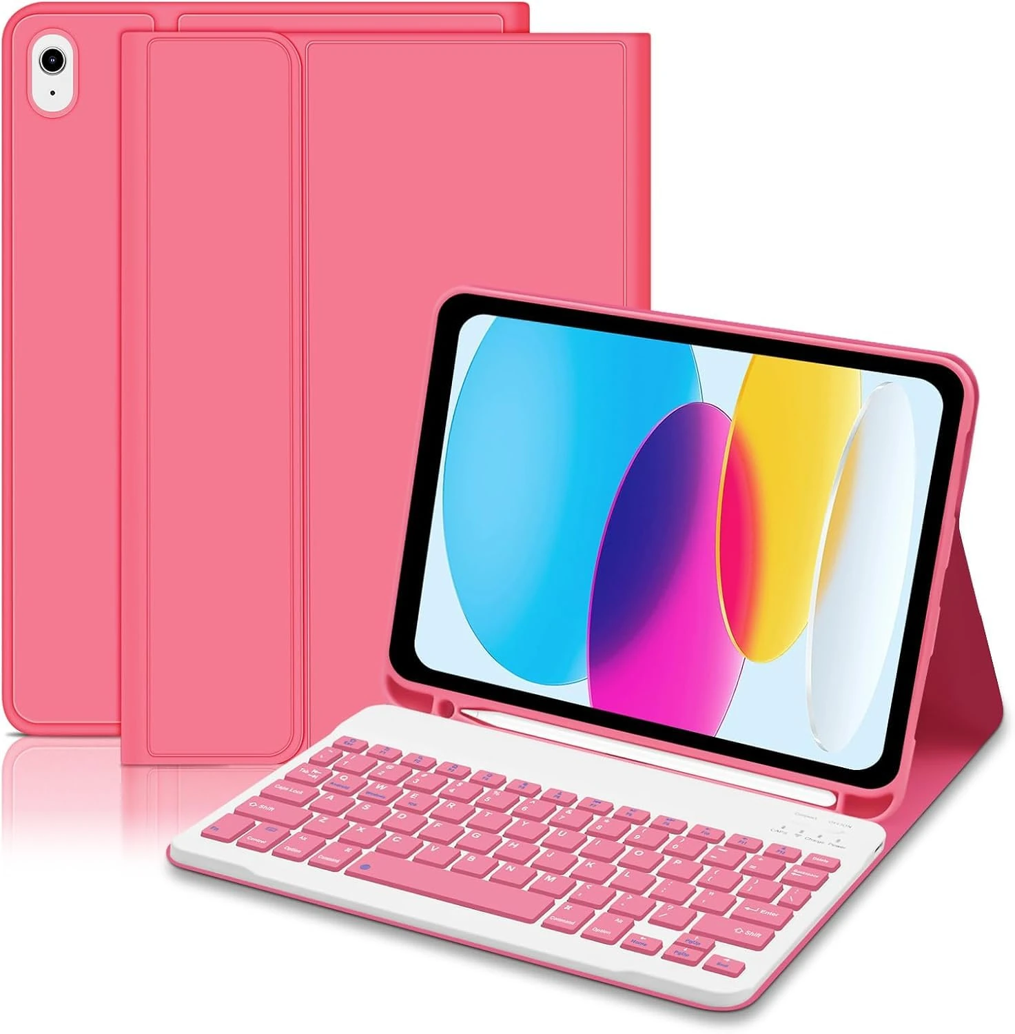 Lielax Keyboard case for ipad 10th Generation 2022/A16 11th Generation inch 2025(10.9/11 Inch), UK Layout Detachable Wireless Bluetooth Keyboard Case for ipad 11/10 Gen - Pink