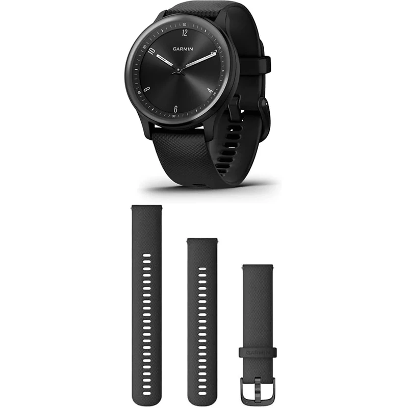 Garmin vívomove Sport, Hybrid Smartwatch with up to 5 days battery life, Black & Quick Release Band (20 mm) - Black with Slate