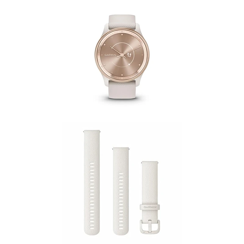 Garmin vívomove Trend, Stylish Hybrid Smartwatch with up to 5 days battery life, Ivory & Quick Release Band (20 mm) - Ivory