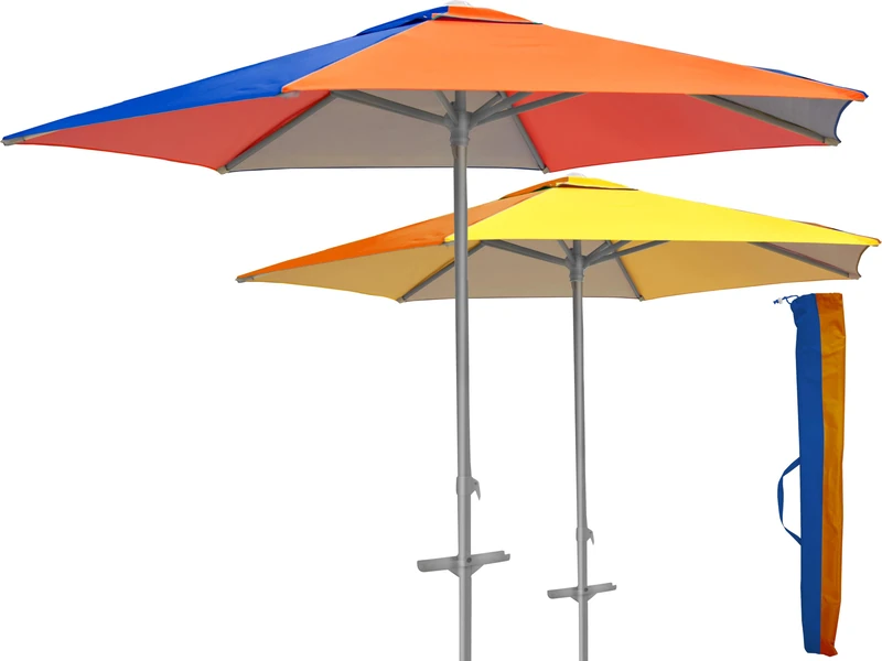 Teorema Giocattoli Windproof Beach Parasol, Diameter 210 cm, Sea Parasol with Integrated Auger, Height 220 cm, Aluminium Frame, Anti-UV Fabric, Large Beach Parasol with Carry Bag - Image 1