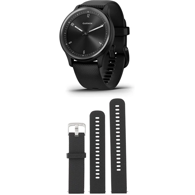 Garmin vívomove Sport, Hybrid Smartwatch with up to 5 days battery life, Black & Quick Release Band (20 mm) - Black