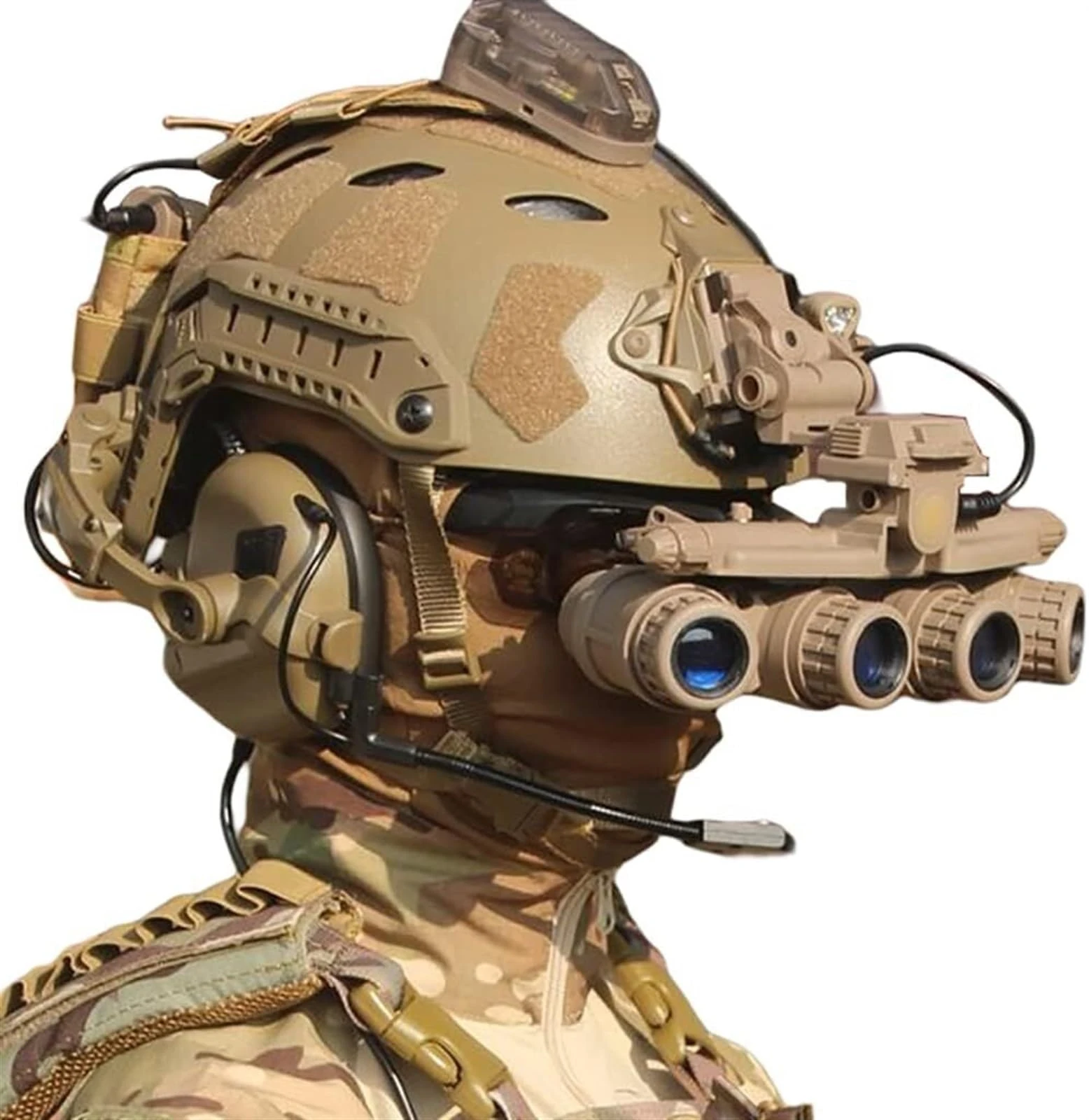 TS TAC-SKY For Outdoor Paintball Hunting Tactical Airsoft Helmet With Noise Reduction Headset, Shooting Goggles, Full Face Mask(X MAX)