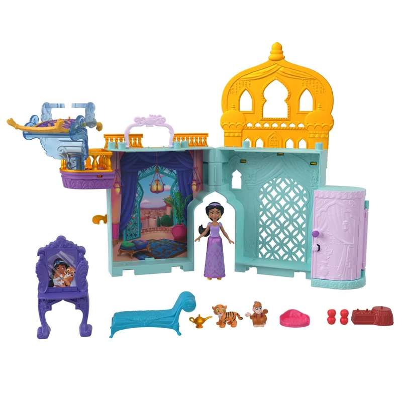 Mattel Disney Frozen Toys, Storytime Stackers Jasmine's Palace, Stackable Doll House with Small Doll, 2 Friends & 8 Pieces, Inspired by Disney's Aladdin Movie, JDP56 - Image 1