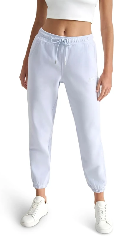 DKNY Women's Varsity Embroidered Logo Jogger Fleece Sweatpant, Rain, M