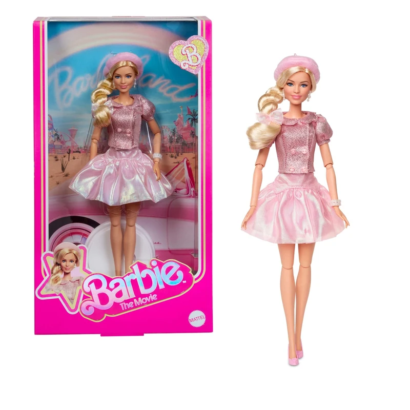 Barbie The Movie Doll, Margot Robbie as, Collectible Doll Wearing Pink Blouse & Skirt Tutu Outfit, With Styled Hair & Matching Jewelry, JBJ53