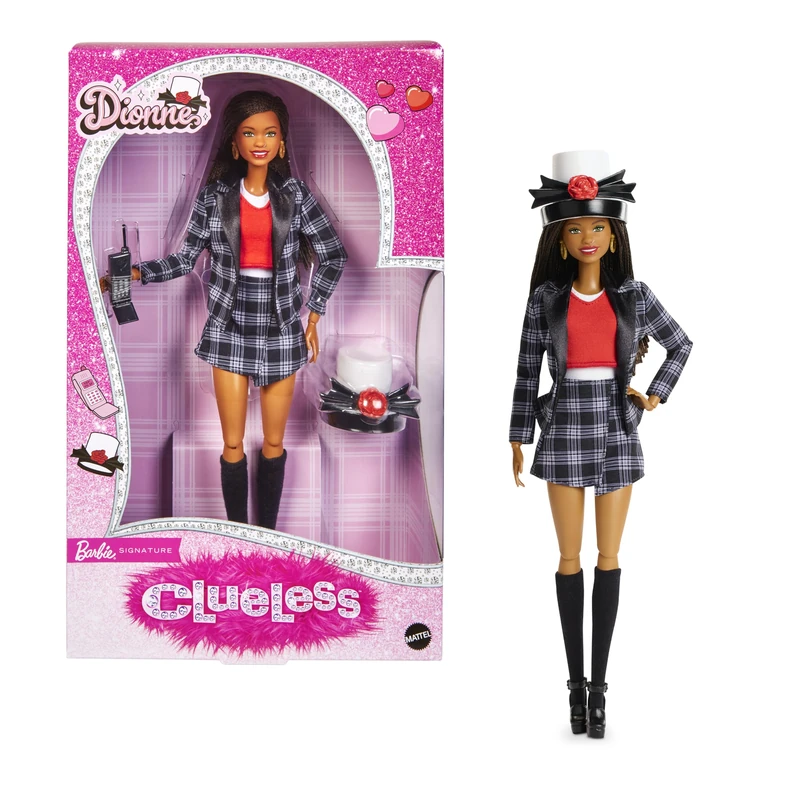 Barbie Signature Doll, Clueless Dionne Collectible with Black-and-White Plaid Suit, Top Hat, & Cell Phone Accessory, JBJ47