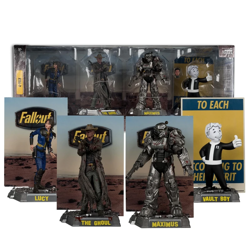 McFarlane Fallout Lucy, Maximus, The Ghoul & Vault Boy 6in Posed Figures 4pk Toys