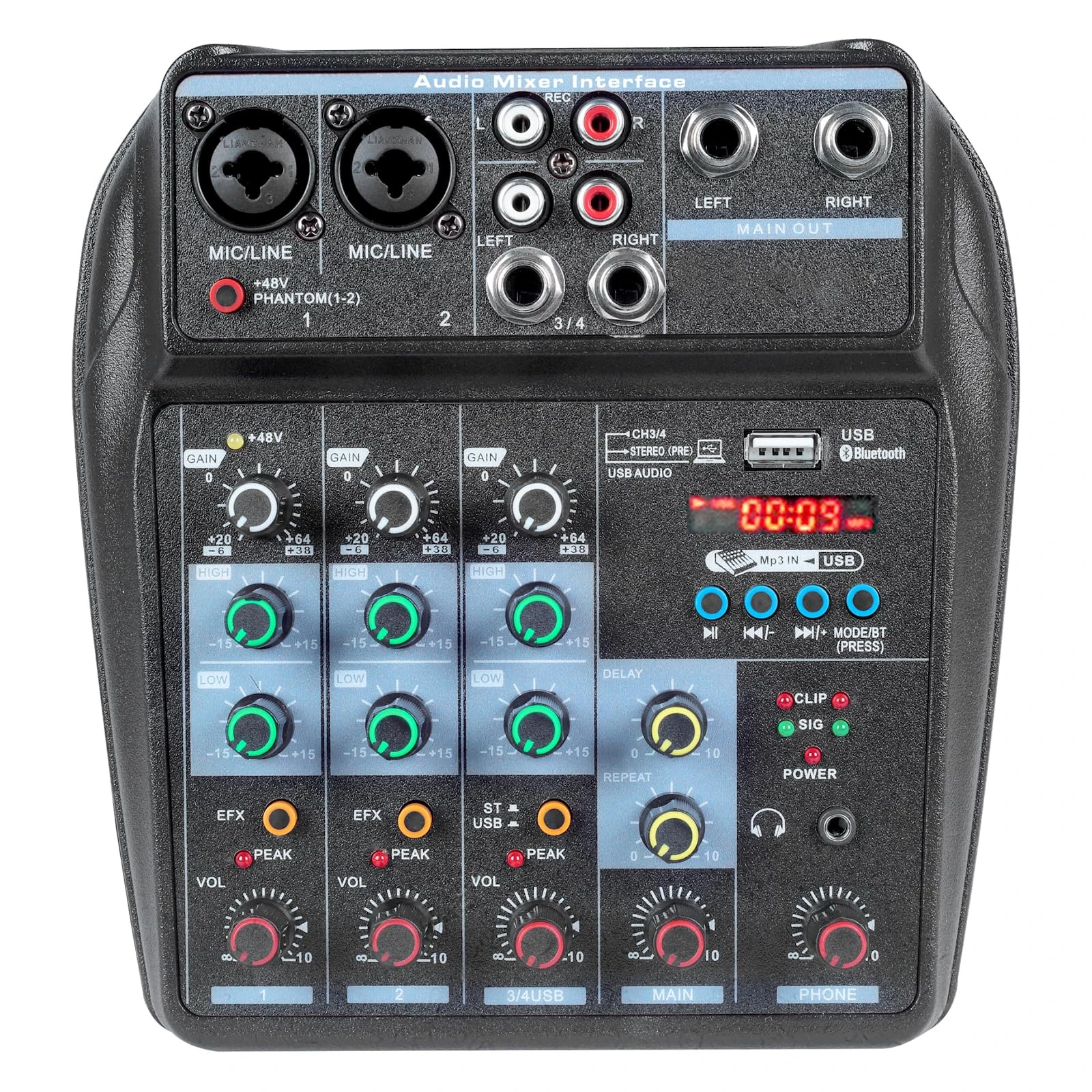 4 Channel Mixer Dj Mixers Audio Mixer Usb Sounds Mixing Board Music Mixers with FX Reverb Delay Effect