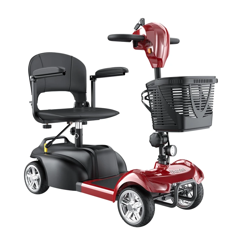 iScooter Mobility Scooters,X-02 Mobility Scooter for Adults,20KM Range 4 Wheel Electric Wheelchair Device with LED Headlight,Basket,Cup Holder and Control Panel,Lightweight Portable,for All Terrain