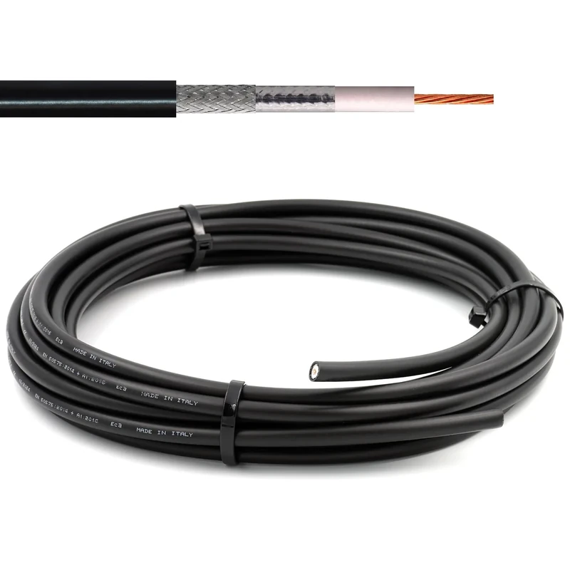 HF400 Flexible (LMR 400 UF equivalent) Coaxial Cable 20m — 50ohm All-copper Extension Coax — N Type SMA BNC TNC PL259 compatible — for WiFi VHF UHF CB Radio Router Antenna 4G 5G — Made in Italy