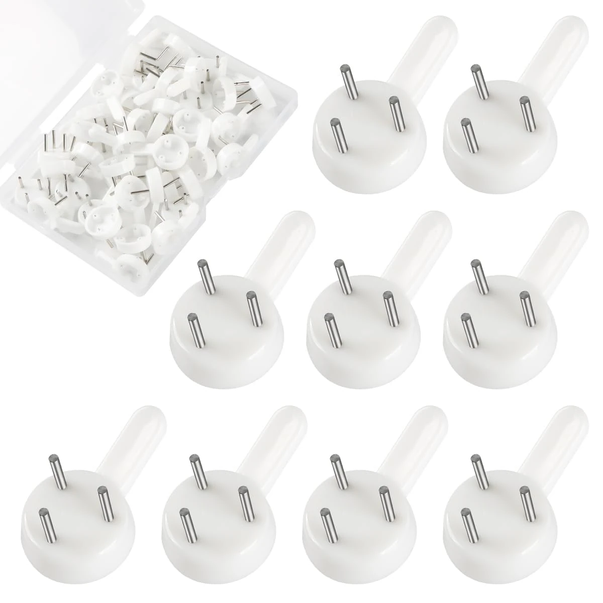 FOMGIIN 40pcs Non-Trace Picture Hooks for Hard Wall, Picture Hanging Hook Kit for Frame Fixing, Picture Assorted Hanger Set for Hardwall Walls Drywall Wedding Painting Photos Mirror Plasterboard