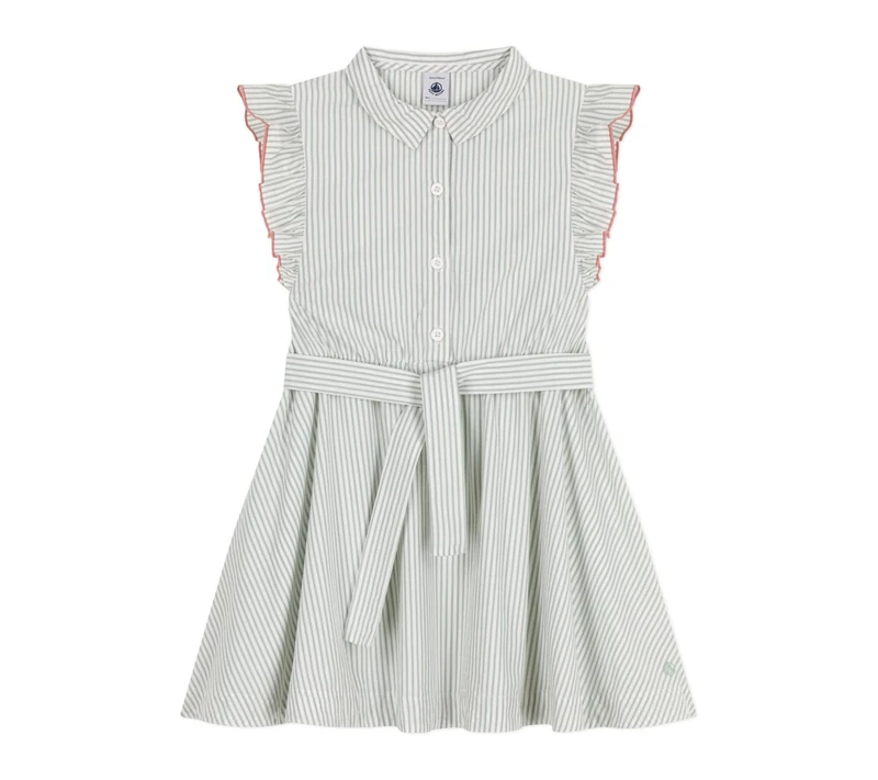 Petit Bateau Girl's A0cre Sleeveless Dress, Paul/Foam, 3 years