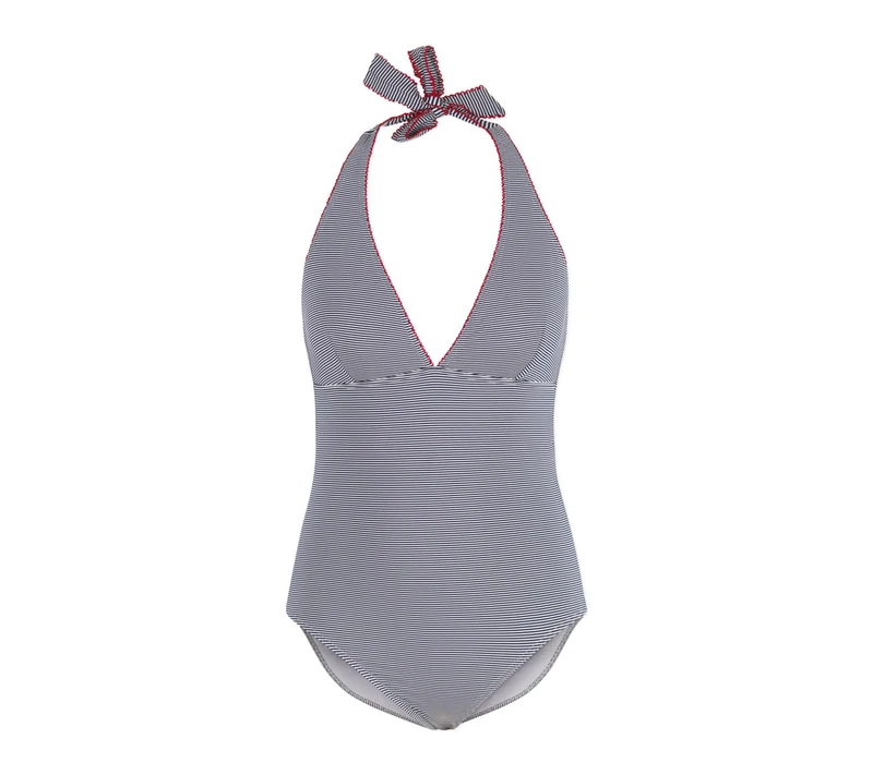 Petit Bateau Women's A0DAY 1 Piece Swimsuit, Blue/White, XS