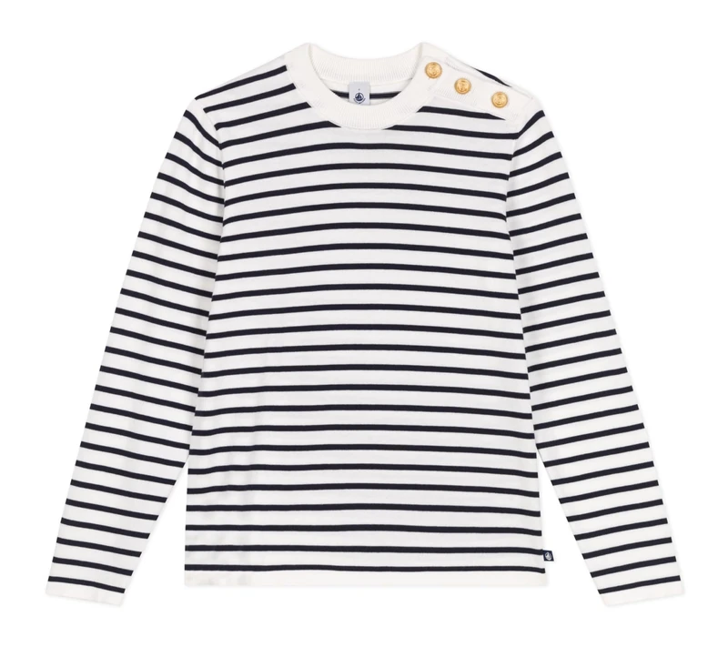 Petit Bateau Women’s A0cii jumper, White/Blue, S