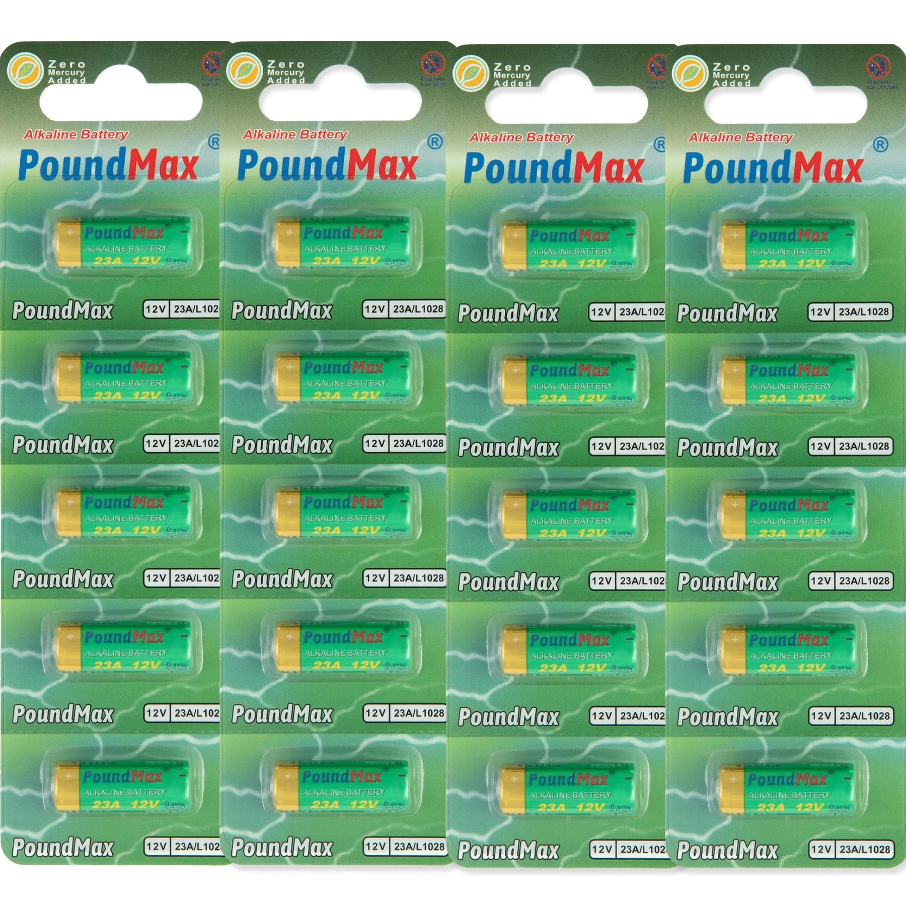 20 x Super Alkaline 23AE/A23/LRV08/MN21 12V PoundMax Alkaline Security Batteries
