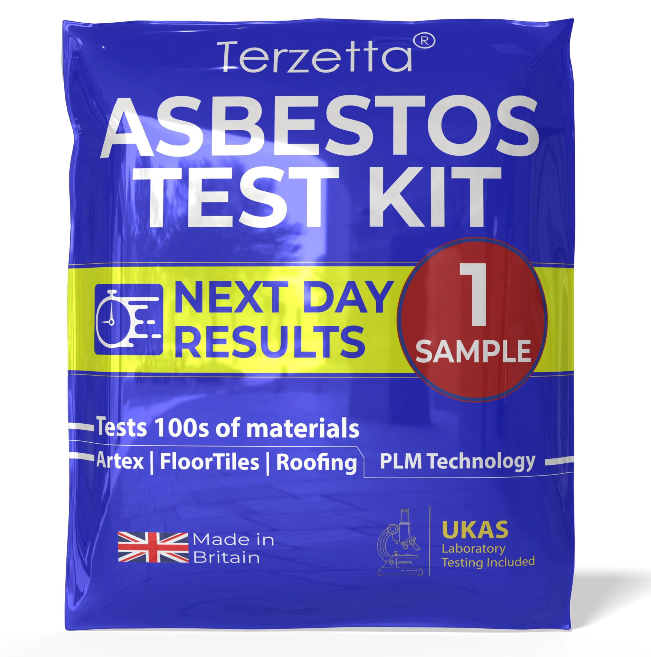Asbestos Test Kit (1 Sample Only), FAST NEXT DAY Results Asbestos Testing Kit for UK DIY Home with UKAS Lab Fee, Easy Instructions, Return Postage, Artex Ceilings, Tiling + 100s More No PPE