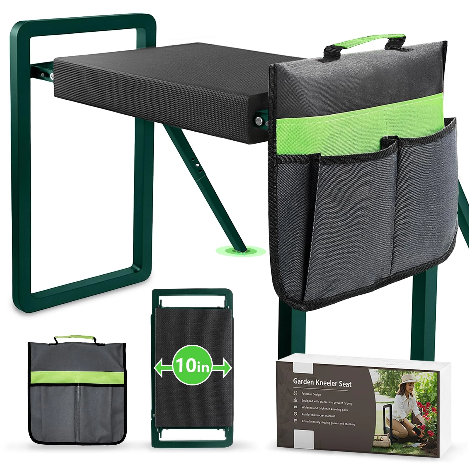 seasky Foldable Garden Kneeling and Seat,Anti-Tipping Gardener Bench Widened Thick Soft Kneeling Pad，Heavy Duty Gardening Stool with Garden Tool Bag, Gardening Gift for Women