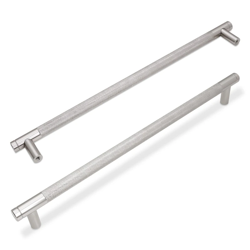 BUKOBYHE 10 Pack 12-5/8 Inch (320mm) Brushed Satin Nickel Kitchen Cabinet Handles Knurled Cabinet Pulls Drawer Pulls Kitchen Hardware