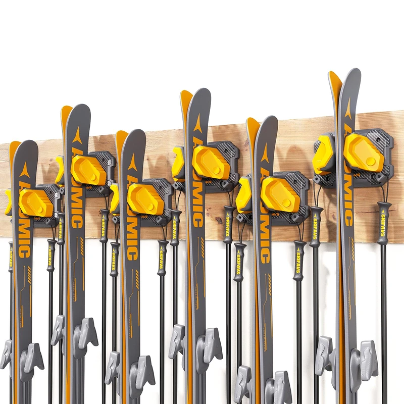 6 Pack Ski Wall Mount Yellow