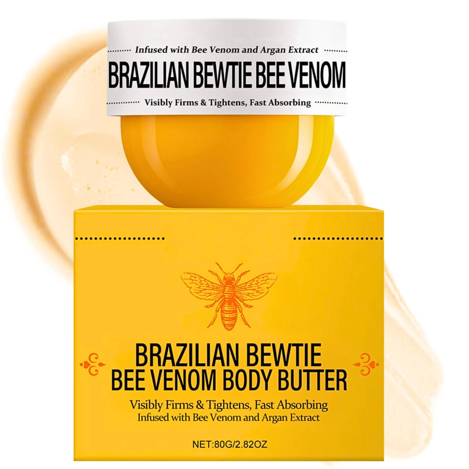Brazilian Bewtie Bee Venom Body Butter and Cream for Cellulite Removal - Bum Lifting, Tightening and Moisturizing - Plumps and Firms Skin