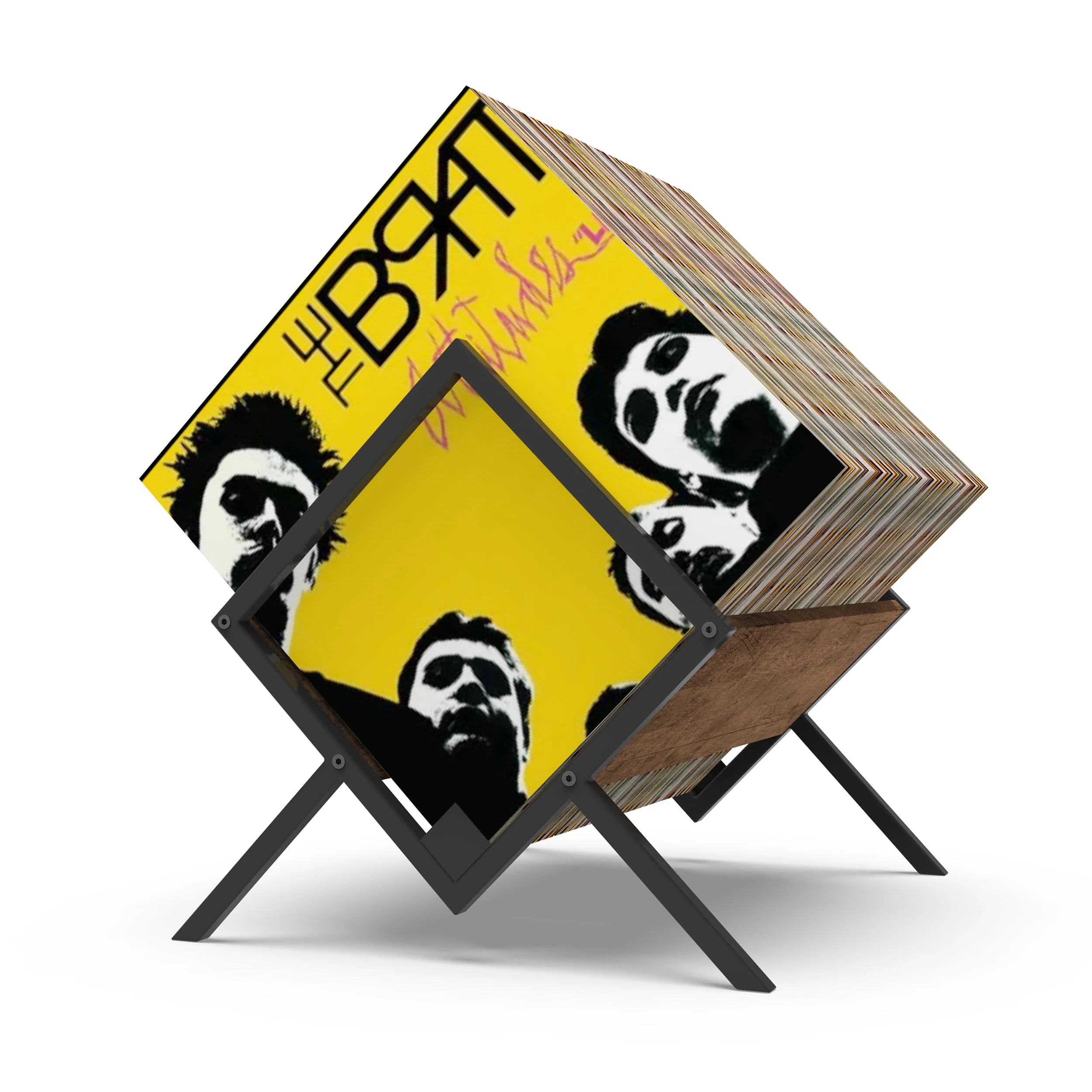 Showxeeyee Vinyl Record Storage - 80-100 Records Vinyl Storage Holder - Minimalism and Retro Style Organizer for Vinyl Records, CD, Magazine, Book, Files