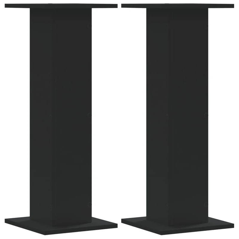 ** vidaXL Speaker Stands HiFi Floor Stand Set - 2 pcs - Black - Engineered Wood - 80cm Height - Supports Up to 60kg - Large Top Surface - Sand Fillable Hollow Design