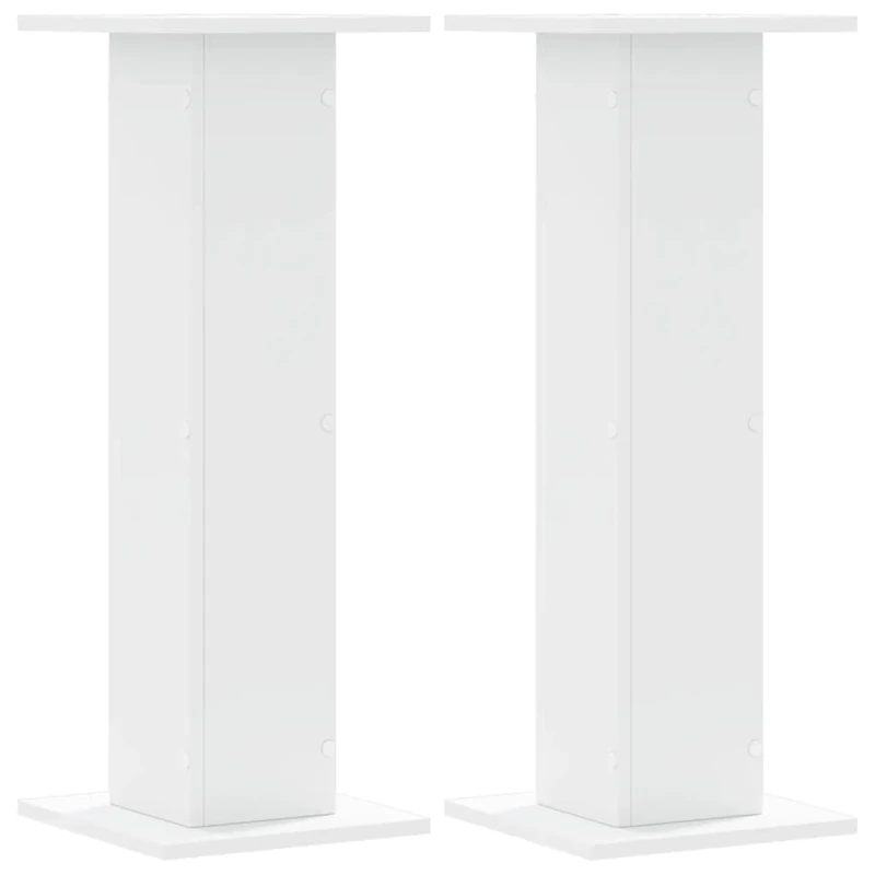 vidaXL Speaker Stands HiFi Floor Stands - White Engineered Wood - 30 x 30 cm Top Plate - 80 cm Height - Max Load 60 kg - 2 Piece Set
