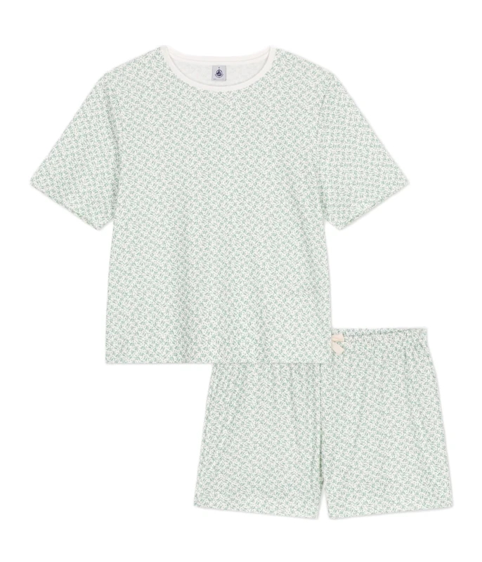 Petit Bateau Women’s A0d83 Pyjacourt, White/Green, XS