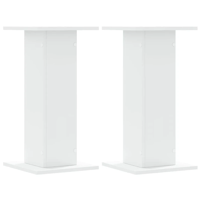 vidaXL Speaker Stands - White Engineered Wood - 60cm Height - Sturdy Base - Supports Up to 60kg - Pair of Floor Speaker Stands - Upgrade Your Audio Setup