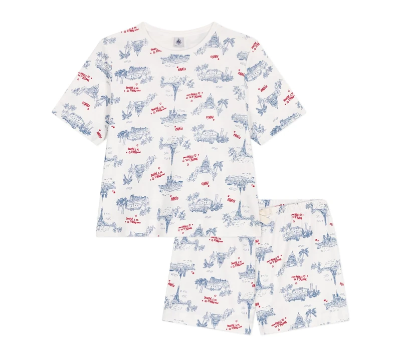 Petit Bateau Women’s A0cqm Pyjacourt, White/Multicolor, S