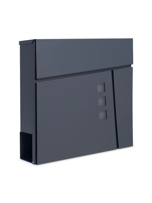 Assorted Collections Wall Mounted Post Box, Modern Design with Newspaper Slot, Lockable Letter Box Lift-Up Flap Concealed Lock, Easy to Install, 37x10.5x37cm (Grey)