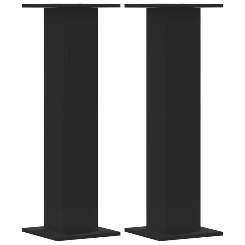 ** vidaXL Speaker Stands HiFi Floor Stand - Black Engineered Wood - Large Top Surface - Hollow Design for Sand Filling - 95 cm Height, Set of 2